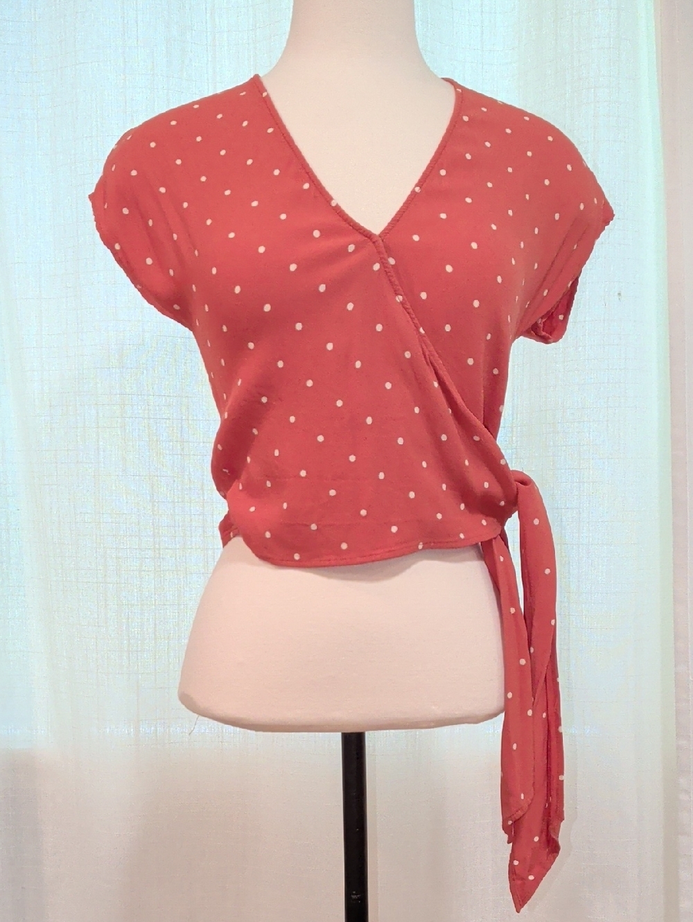 Wrap Crop Top - Salmon Coral Color